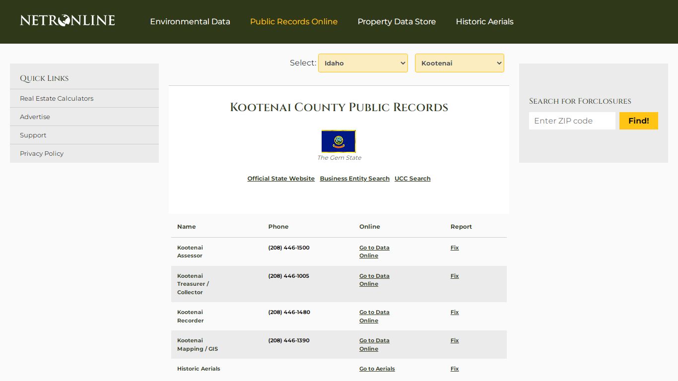 Kootenai County Public Records - NETROnline.com